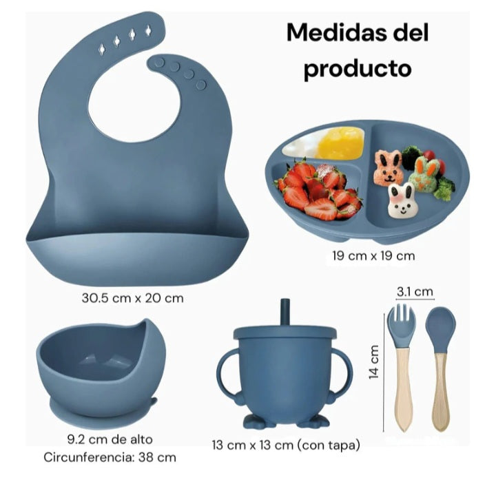 SET VAJILLA EN SILICONA PARA BEBE