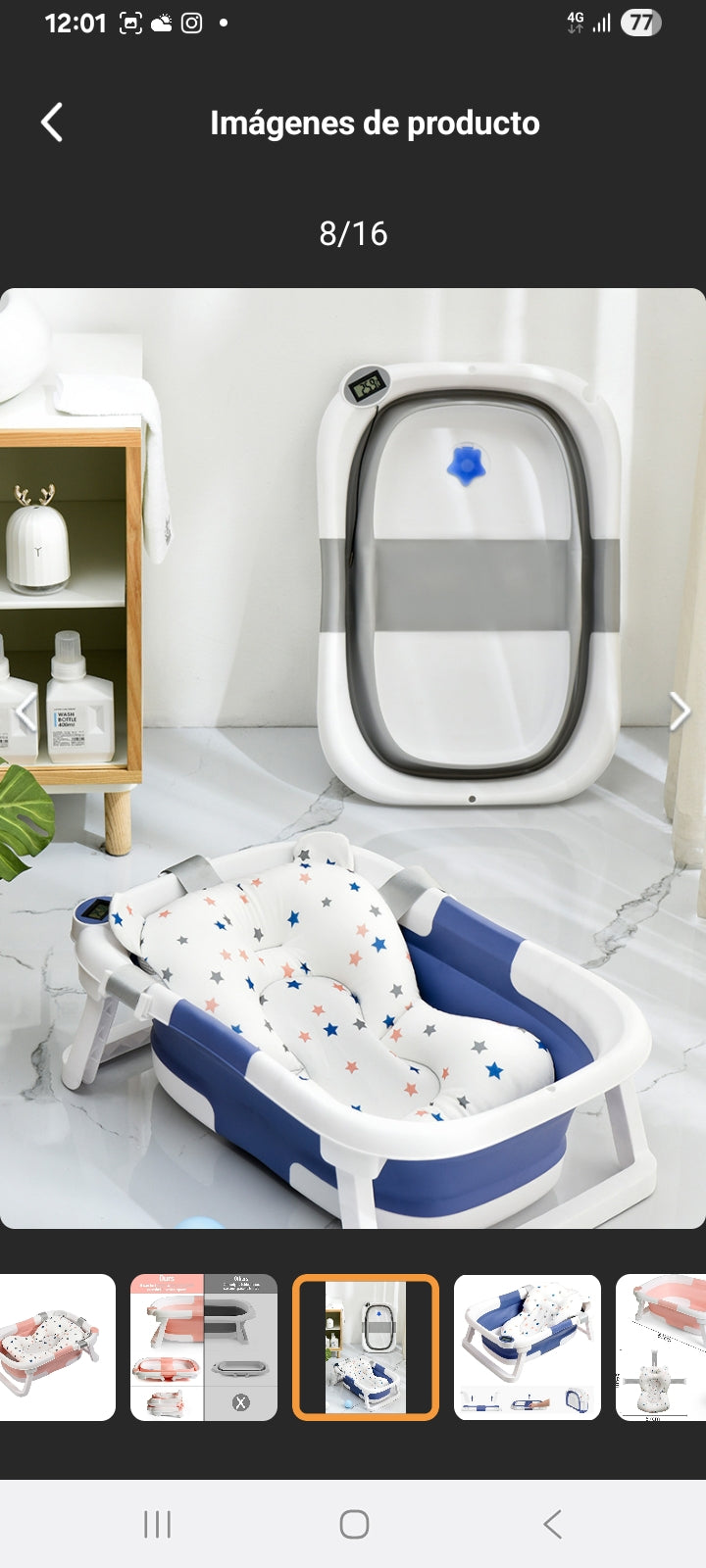 BAÑERA PLEGABLE PARA BEBE CON TERMOMETRO